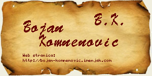 Bojan Komnenović vizit kartica